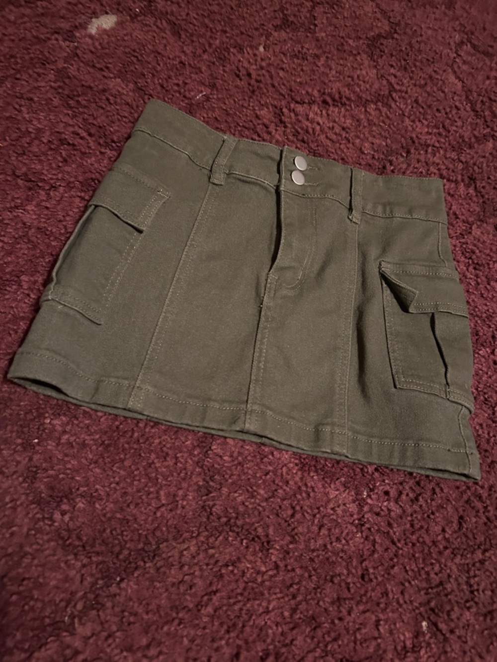 Windsor Denim Olive Green Cargo Pocket Mini Skirt